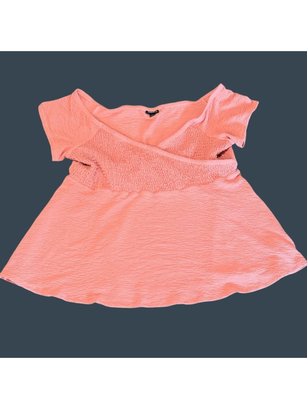 Torrid Smocked Off-Shoulder Top Coral Size 2 Womens Plus Size